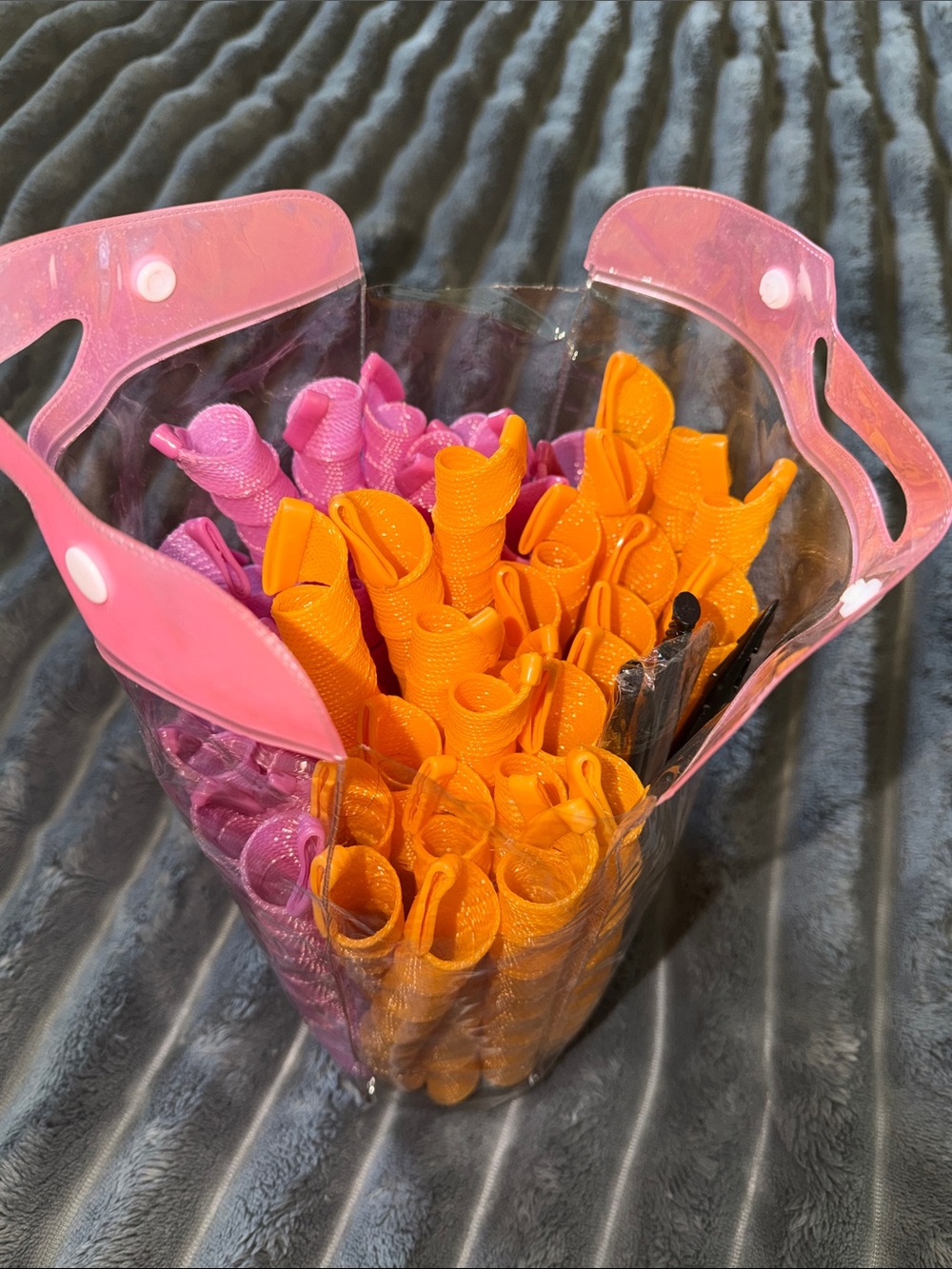 Heatless Curl Rod Set for Women — Pink & Orange No-Heat Styling Kit 50pc